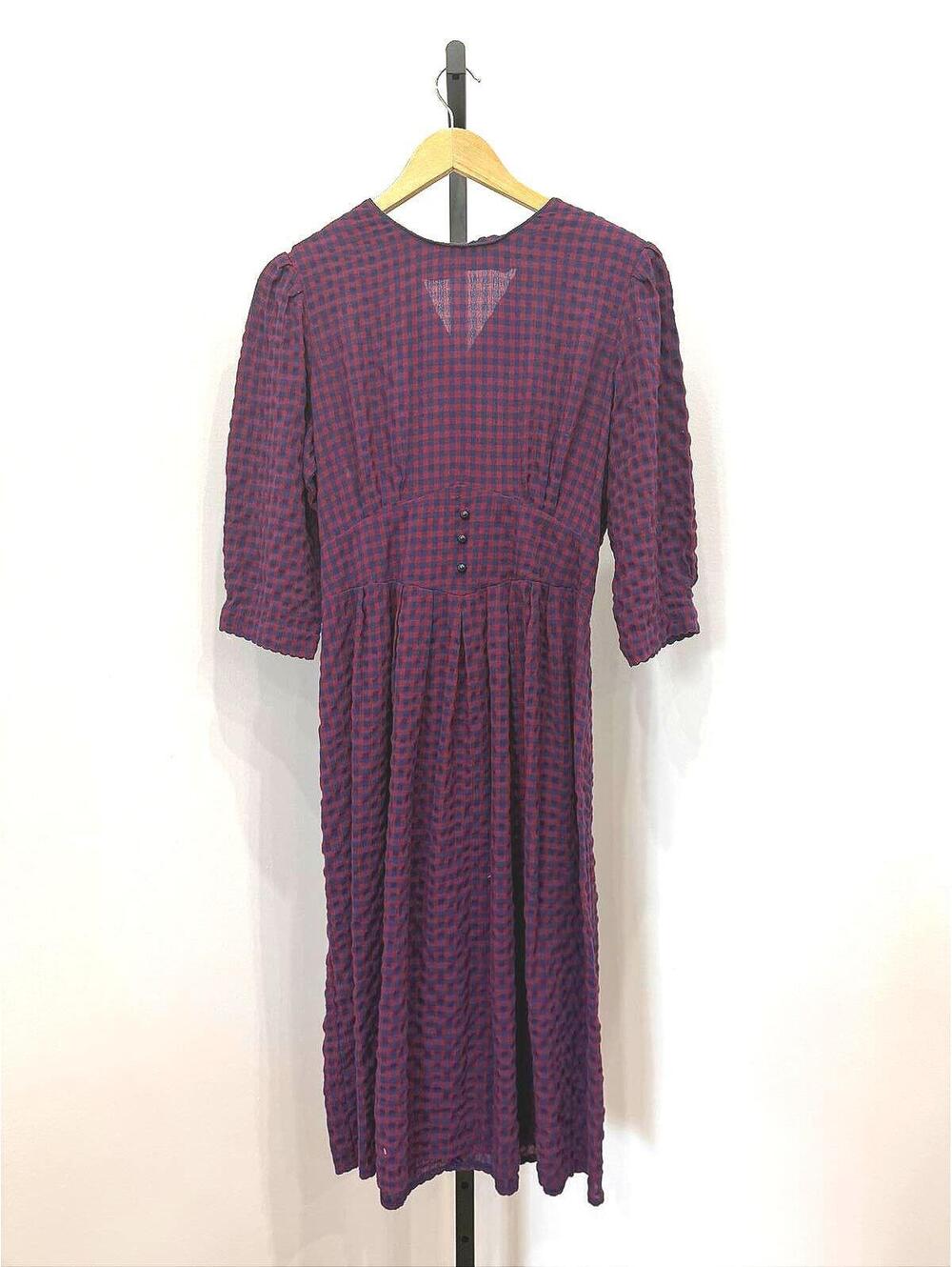 Olivia Rose Size 14 Purple and Black Checkered Midi Dress with Button Detail